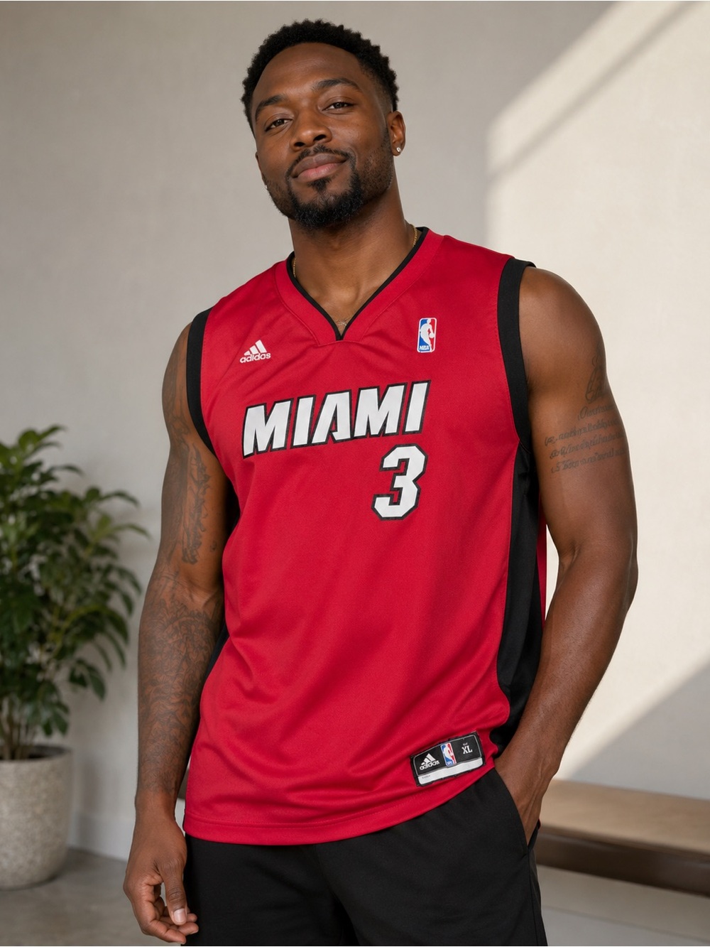 Adidas Miami Heat Dwayne Wade #3 NBA Jersey - Men’s XL - Red Basketball Jersey